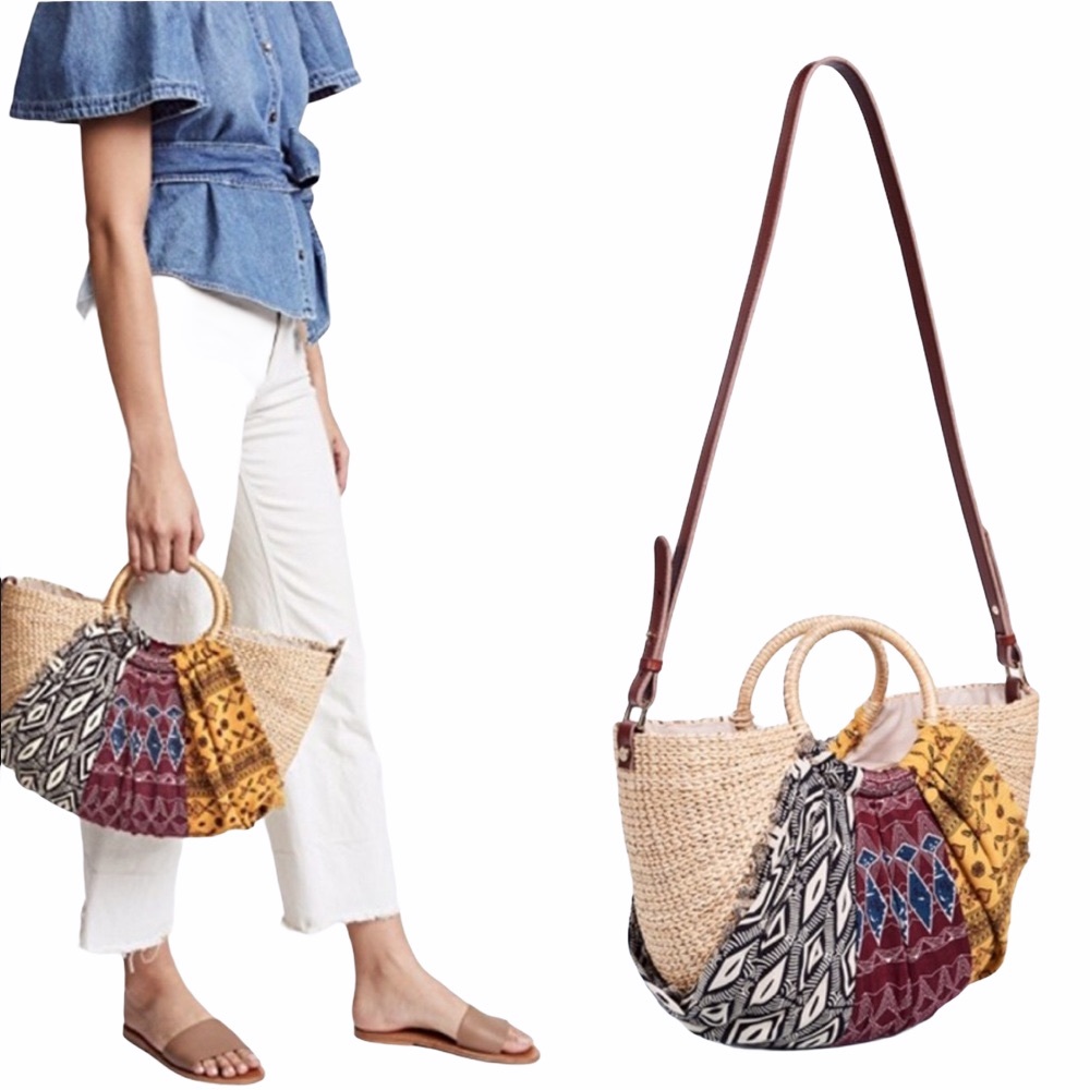 new Sam Edelman ꕥ Jaelynn Straw Crossbody Tote ꕥ - Picture 12 of 14